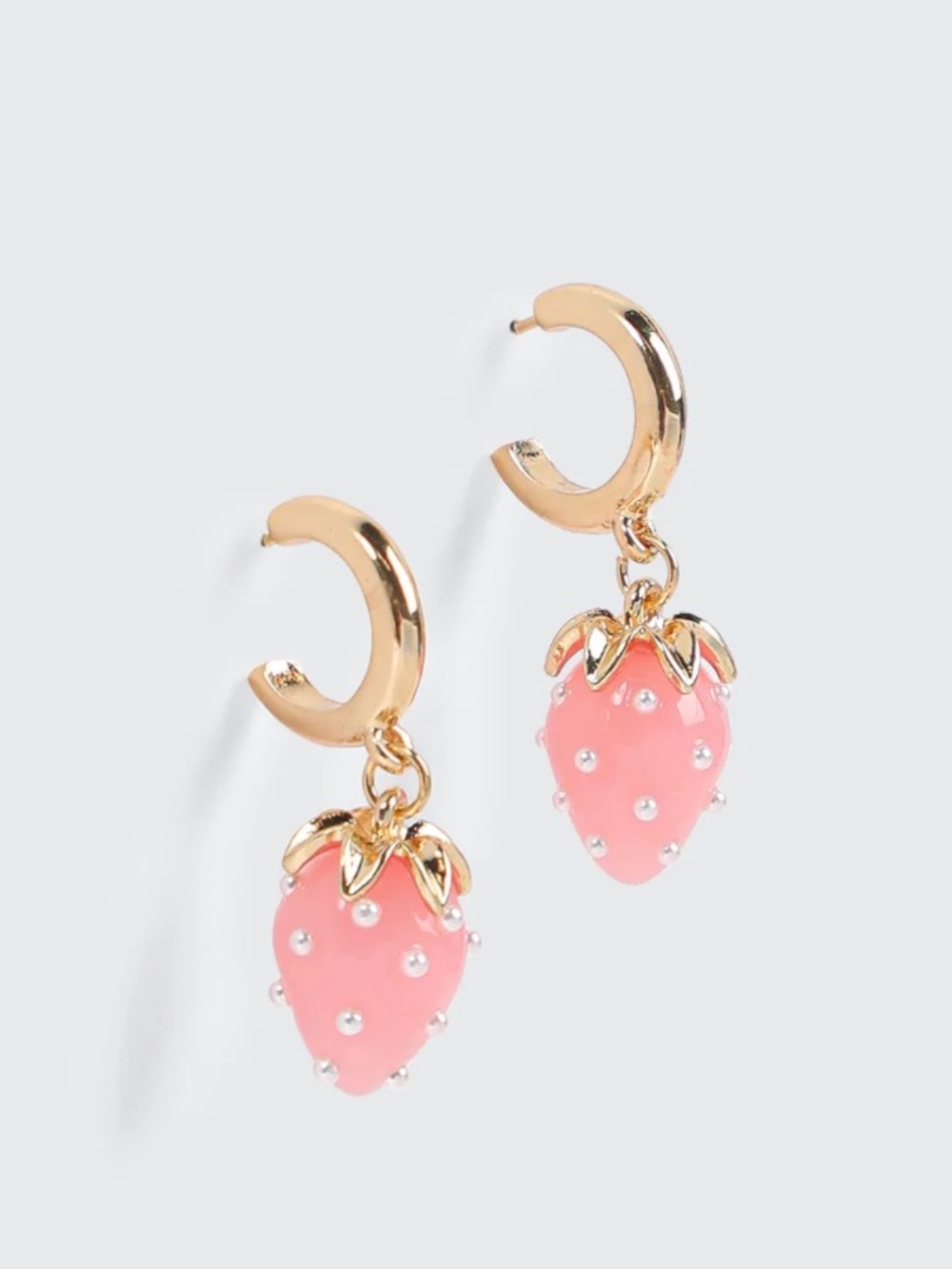 Strawberry Pearl Hoop Earrings